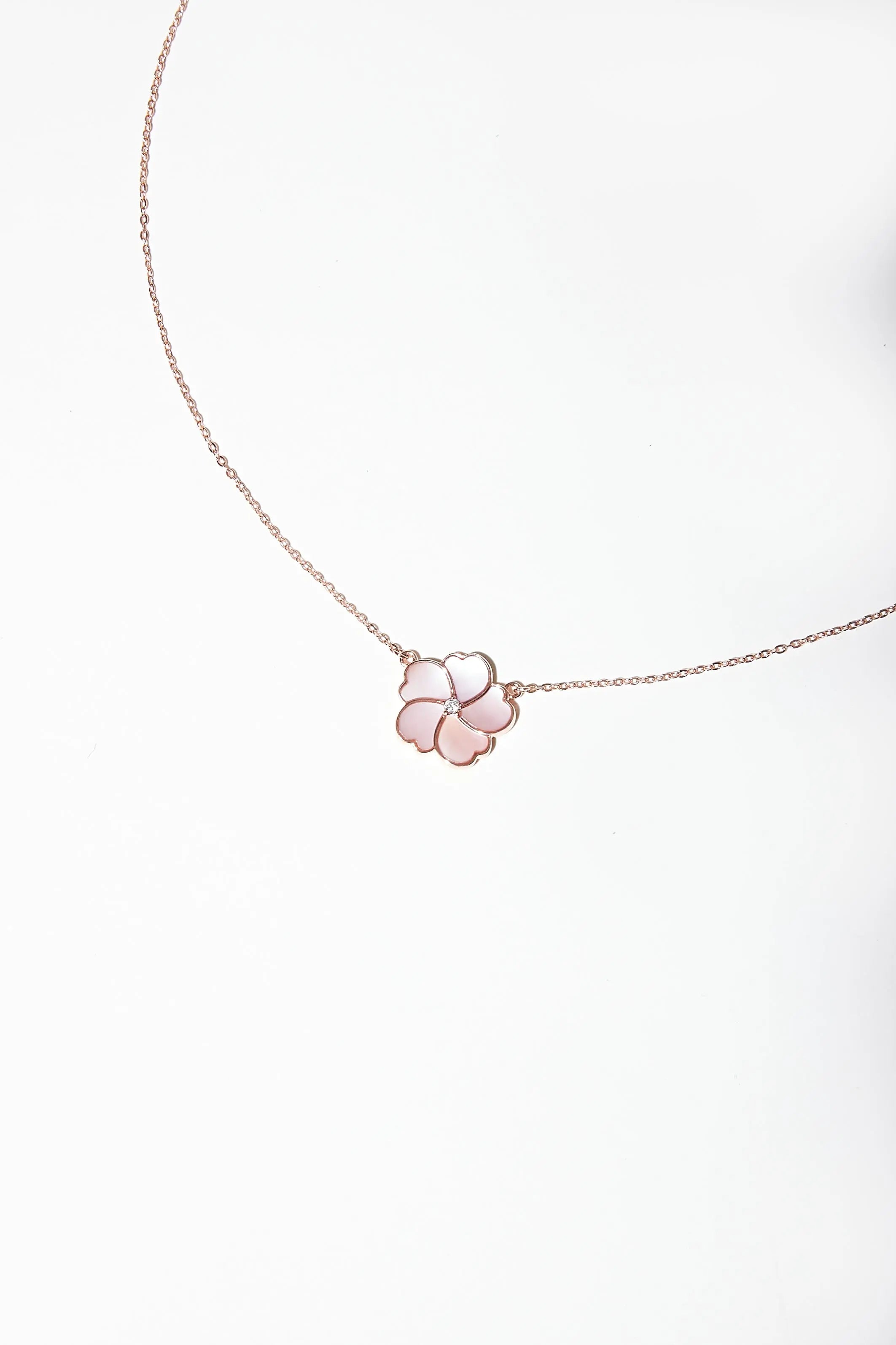 Bauhinia Blakeana Pink Mother of Pearl Classic Necklace Dryden Jewelry